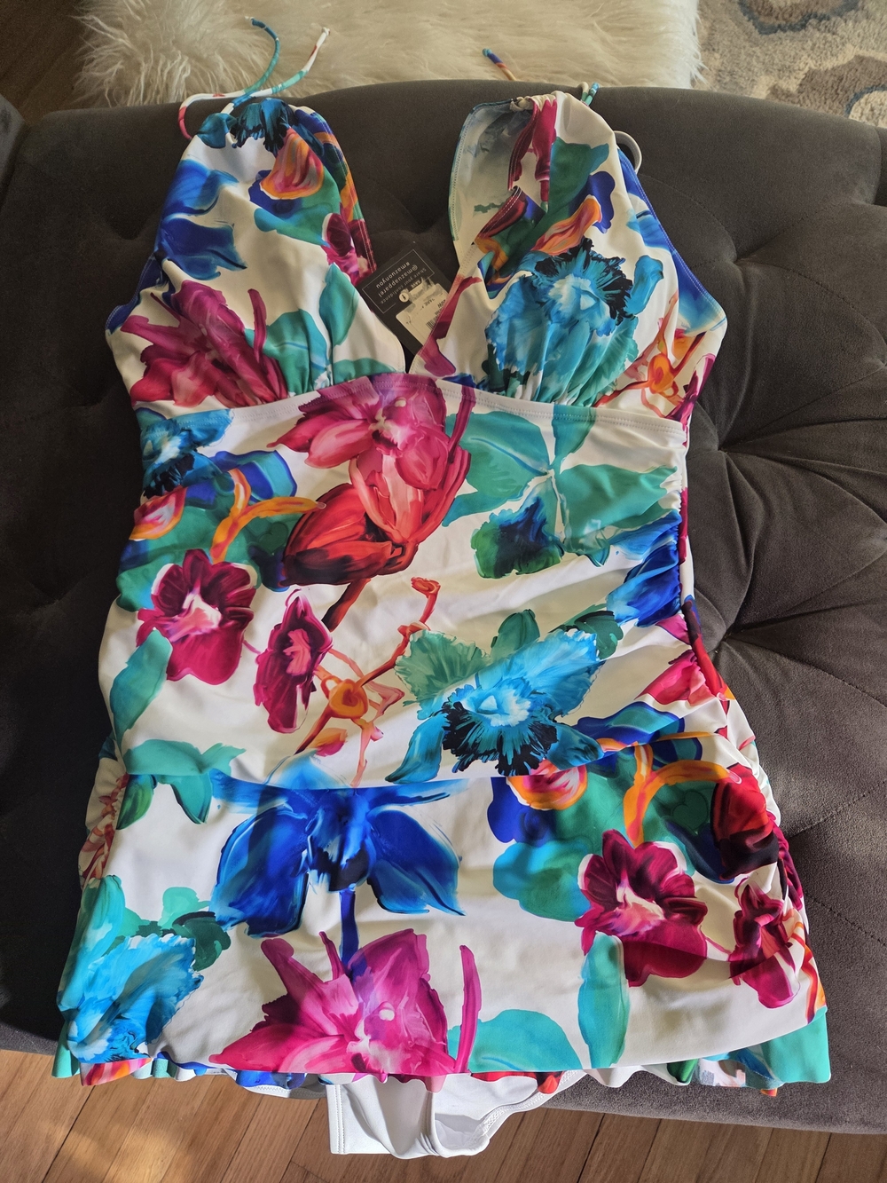Bright Floral Halter Swim Mini in Multicolor